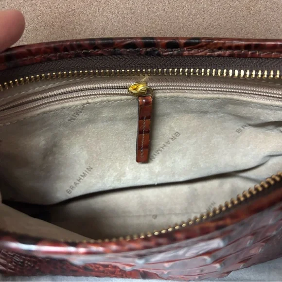 Brahmin Mini Pecan Melbourne Crocodile Handbag - Picture 12 of 16